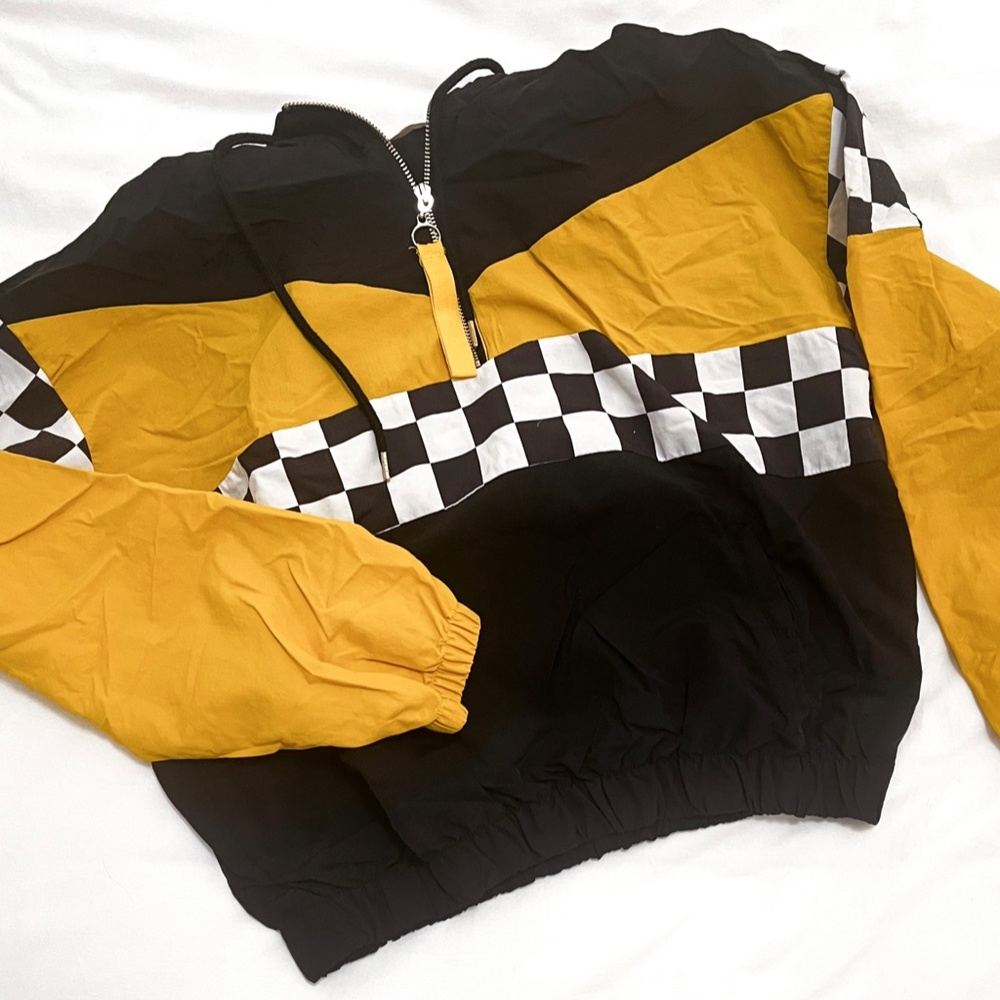 Checkered Quarter Zip Windbreaker